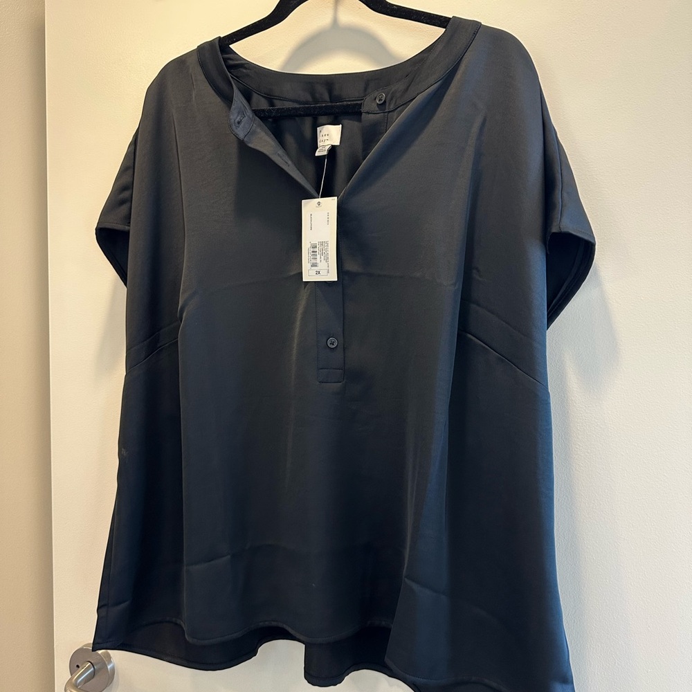 A New Day Black Satin Blouse